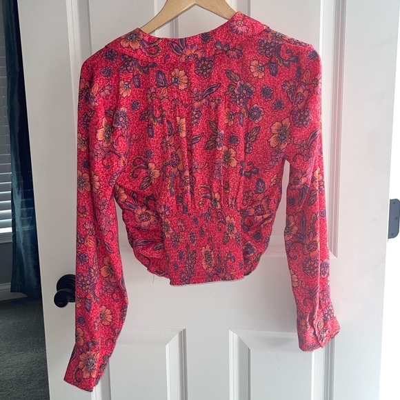 FREE PEOPLE I Got You Printed Top Floral Red Long-Sleeve Dress {$98} Small - Picture 8 of 8